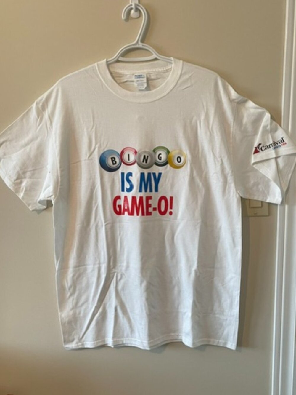 Port & Company, White T-Shirt w BINGO LOGO (front) Shrt Slvs Sz L NWOT